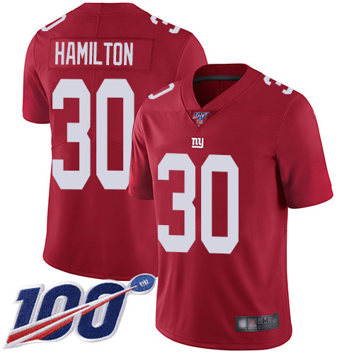 Men New York Giants #30 Antonio Hamilton Red Limited Red Inverted Legend 100th Season Football NFL Jersey